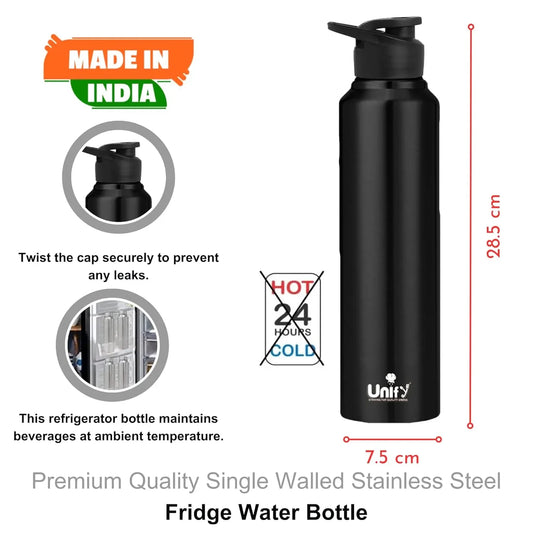 Saturn Black Stainless Steel Sipper Bottle | 950 ml Leak-Proof