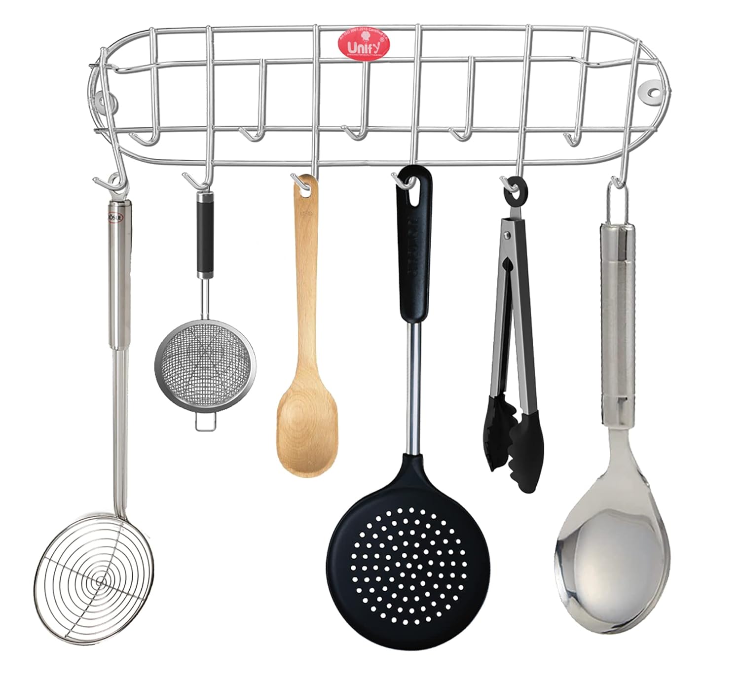 Stainless Steel Wall Cloth Hanger with 11 Hooks | Door Mounted for Bathroom & Kitchen (36 cm, Silver) 11HOOKRAIL 1