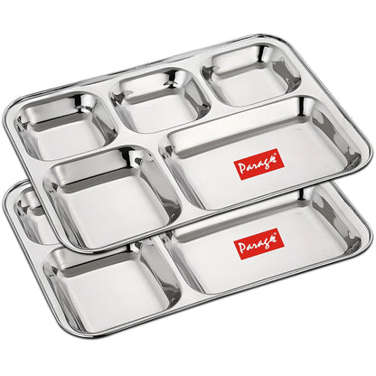 2pc Stainless Steel 3-Compartment Thali | Dinner Plate | Silver2PC3IN1PL1 1