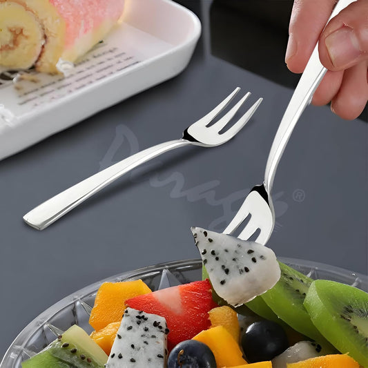 12 Pcs Stainless Steel Fruit Forks Set for Home & Kitchen - Kids Snacks, Fruits & Dessert, Silver