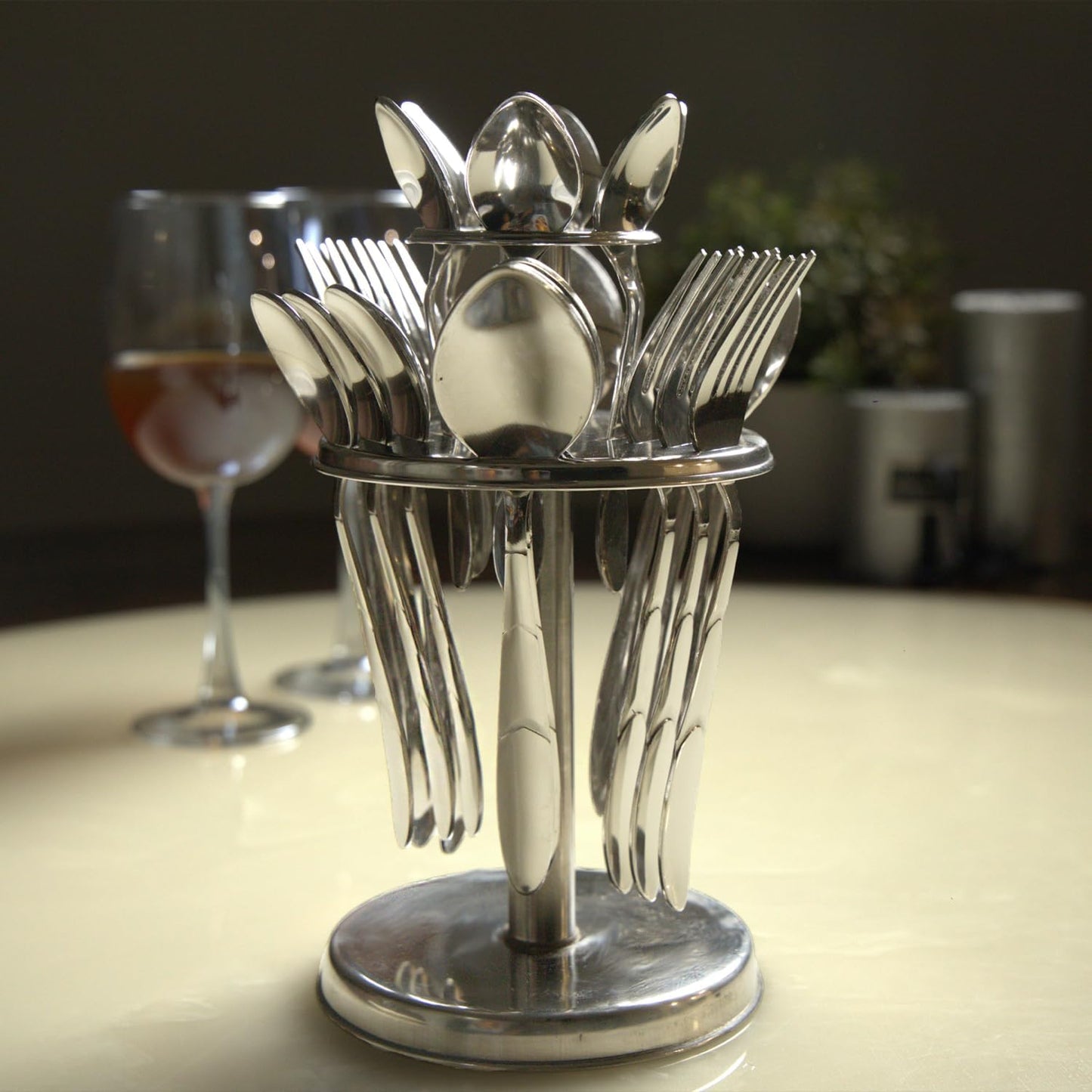25pc Stainless Steel Blossom Cutlery | Spoons Stand | SilverBLOSSM1003PARAG1 1