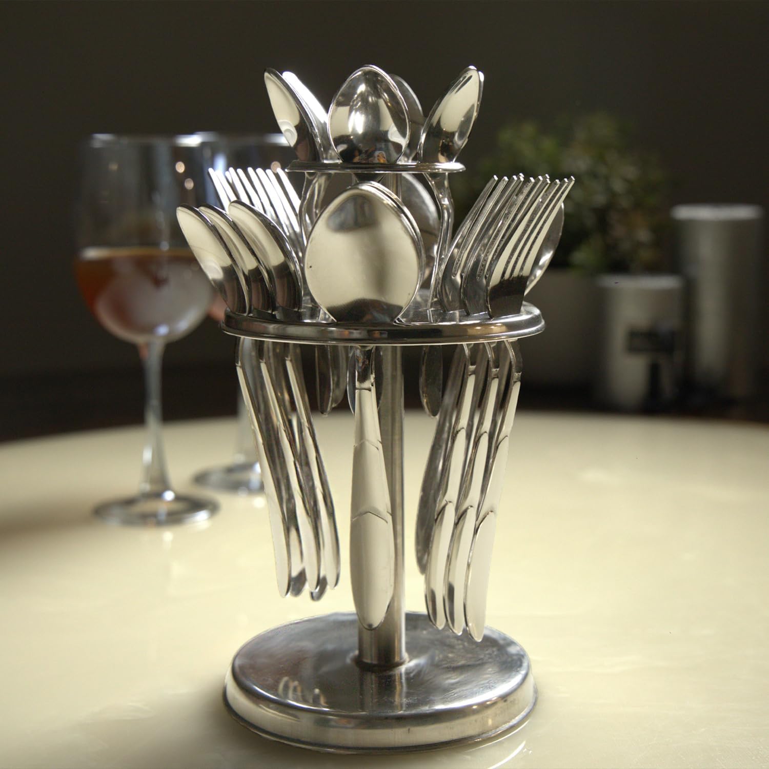 25pc Stainless Steel Blossom Cutlery | Spoons Stand | SilverBLOSSM1003PARAG1 1