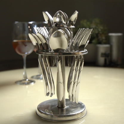 25pc Stainless Steel Blossom Cutlery | Spoons Stand | SilverBLOSSM1003PARAG1 1