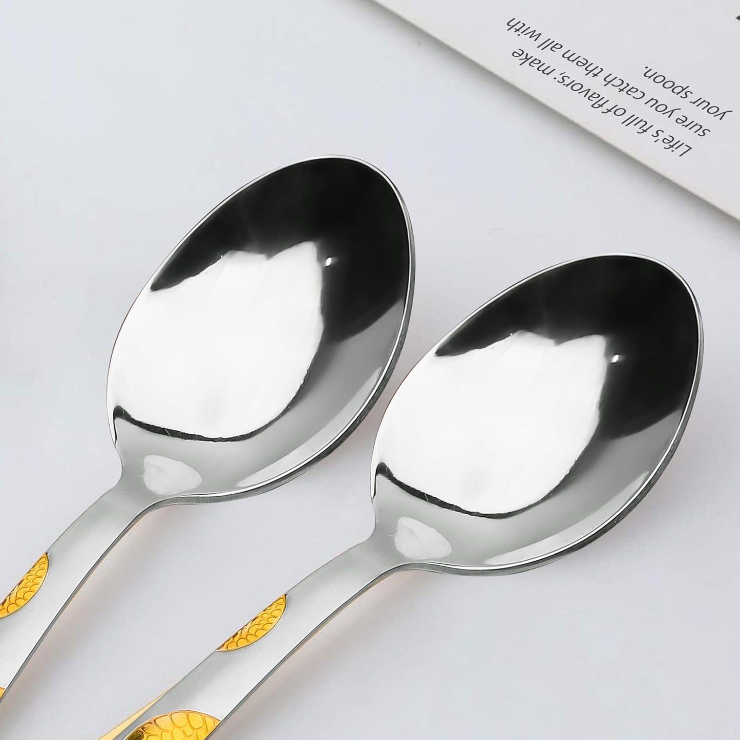 6-Piece Stainless Steel Dinner Spoon Set | 15.5cm Premium Spoons, Luxury Tableware & Gift (Silver), Moonpress Design 6PPMNPGOLDBS 2