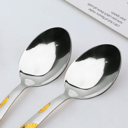 6-Piece Stainless Steel Dinner Spoon Set | 15.5cm Premium Spoons, Luxury Tableware & Gift (Silver), Moonpress Design 6PPMNPGOLDBS 2