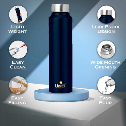 Stainless Steel Water Bottle 1L, Blue | Leak-Proof Fridge Bottle for Home, Gym & Travel 1SATURNBLUE 4