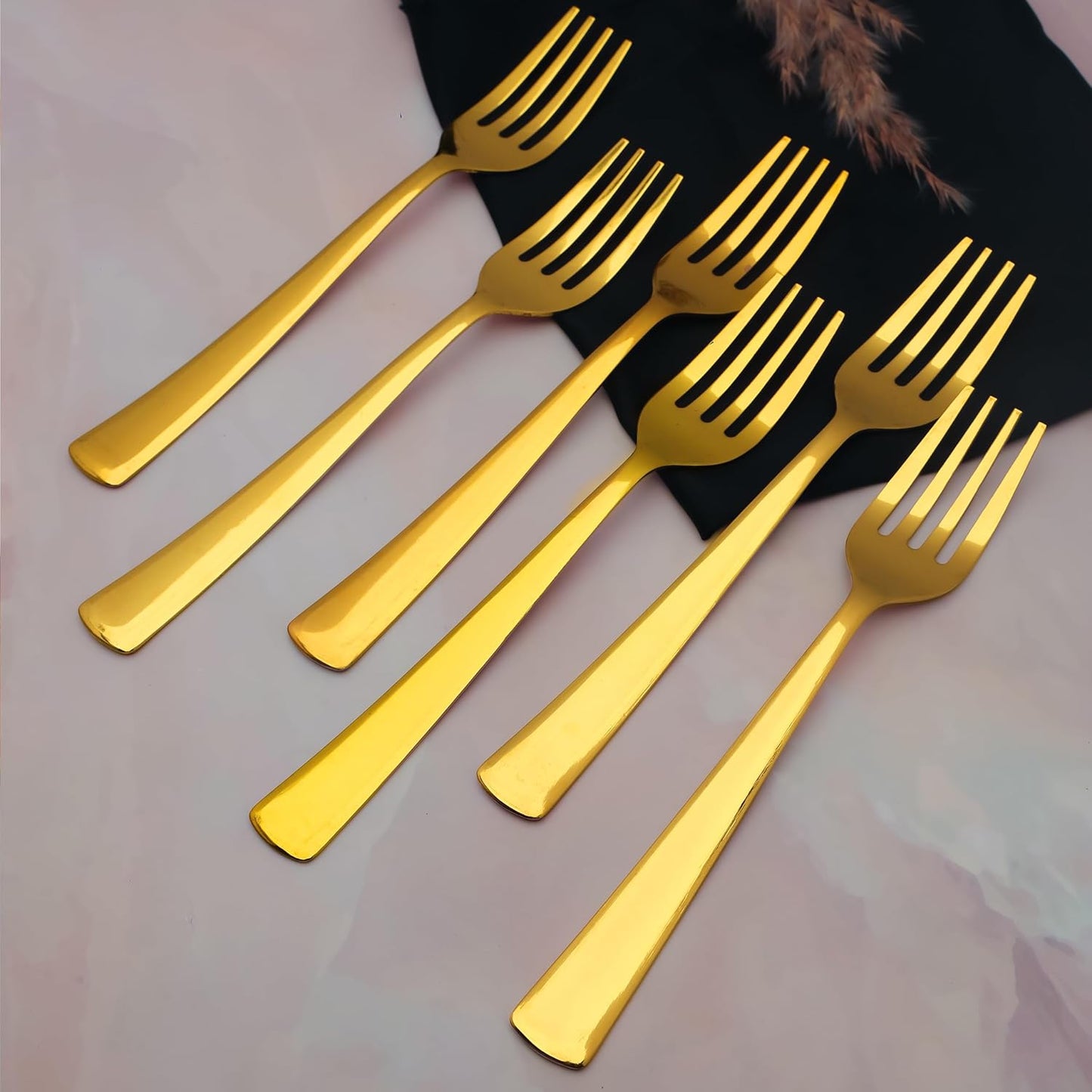 6-Piece Stainless Steel Gold Forks Set | 18.5cm Premium Dining Cutlery - Luxury Tableware for Home & Kitchen, Ideal Gift Set6IMPGOLDDF1 1