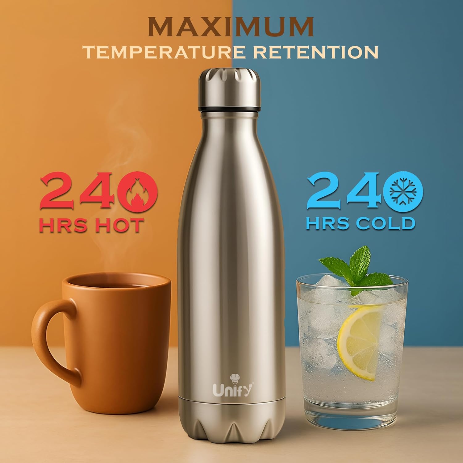 Thermosteel Hot & Cold Water Bottle 1000ml | 304 SS Vacuum Flask, 24 Hrs Hot & Cold, Leak & Rust Proof THERMO1000ML 4