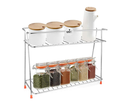 2 Tier Stainless Steel Kitchen Rack | Trolley Organizer & Storage Shelf Silver PCSHELF2 3