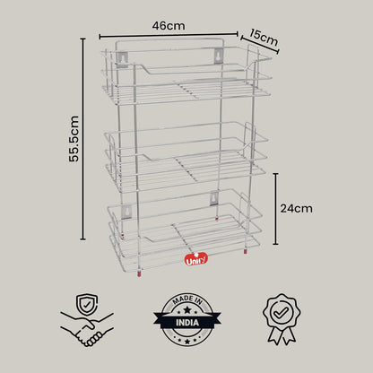 3 Tier Stainless Steel Kitchen Rack | Multipurpose Storage Shelf Silver SHELF18623 3