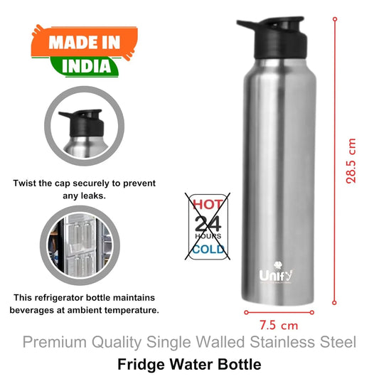 3 Pcs Saturn Silver Stainless Steel Sipper Bottles | 950 ml