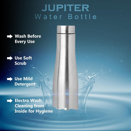 Jupiter Stainless Steel Water Bottle 950 ml, Silver | Leak-Proof Fridge Bottle for Home, Gym & Travel