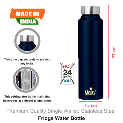 Stainless Steel Water Bottle 1L (Set of 3, Blue) | Leak-Proof for Home, Gym & Travel 3SATURNBLUE 4
