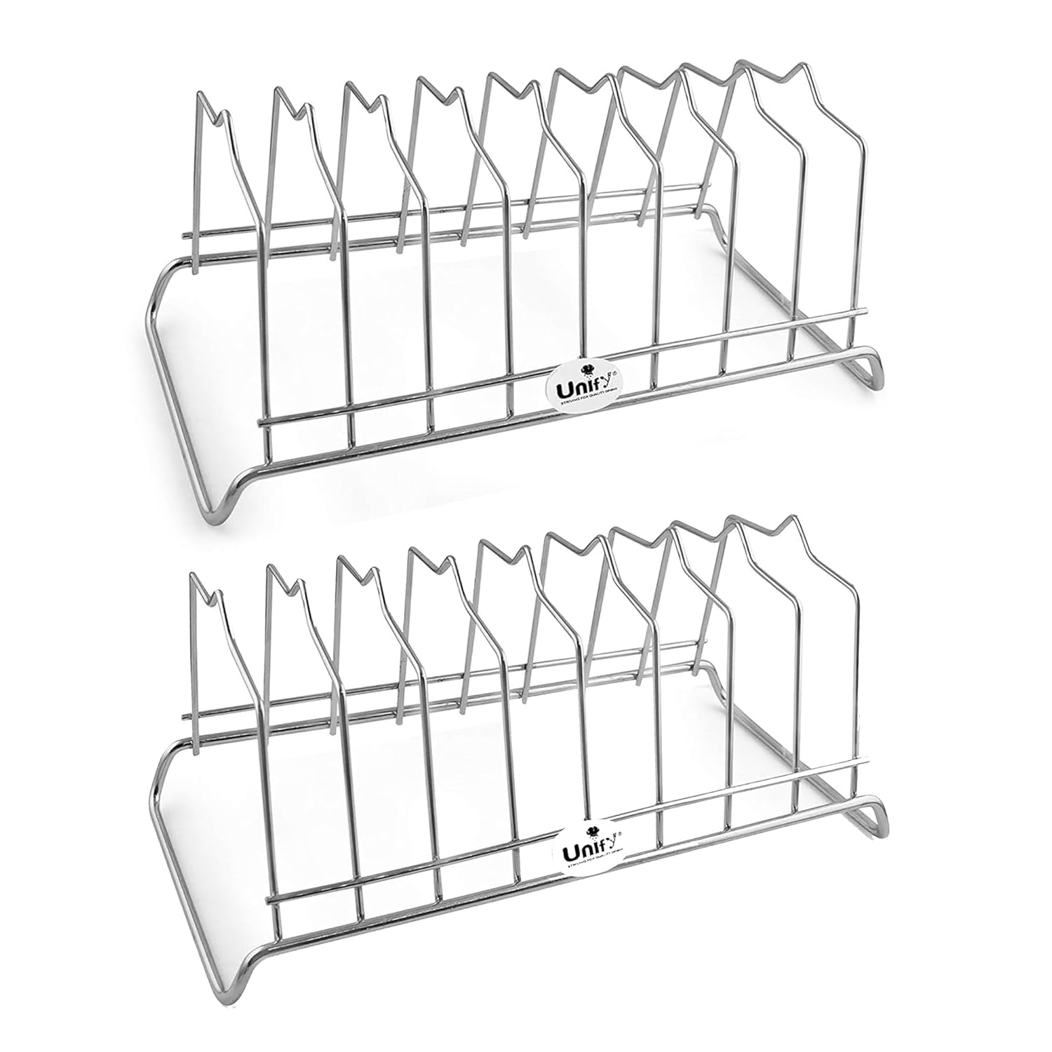 2-Piece Stainless Steel Plate Rack | Kitchen Utensil Stand & Dish Organizer (Chrome) 2PLATESTAND8 1