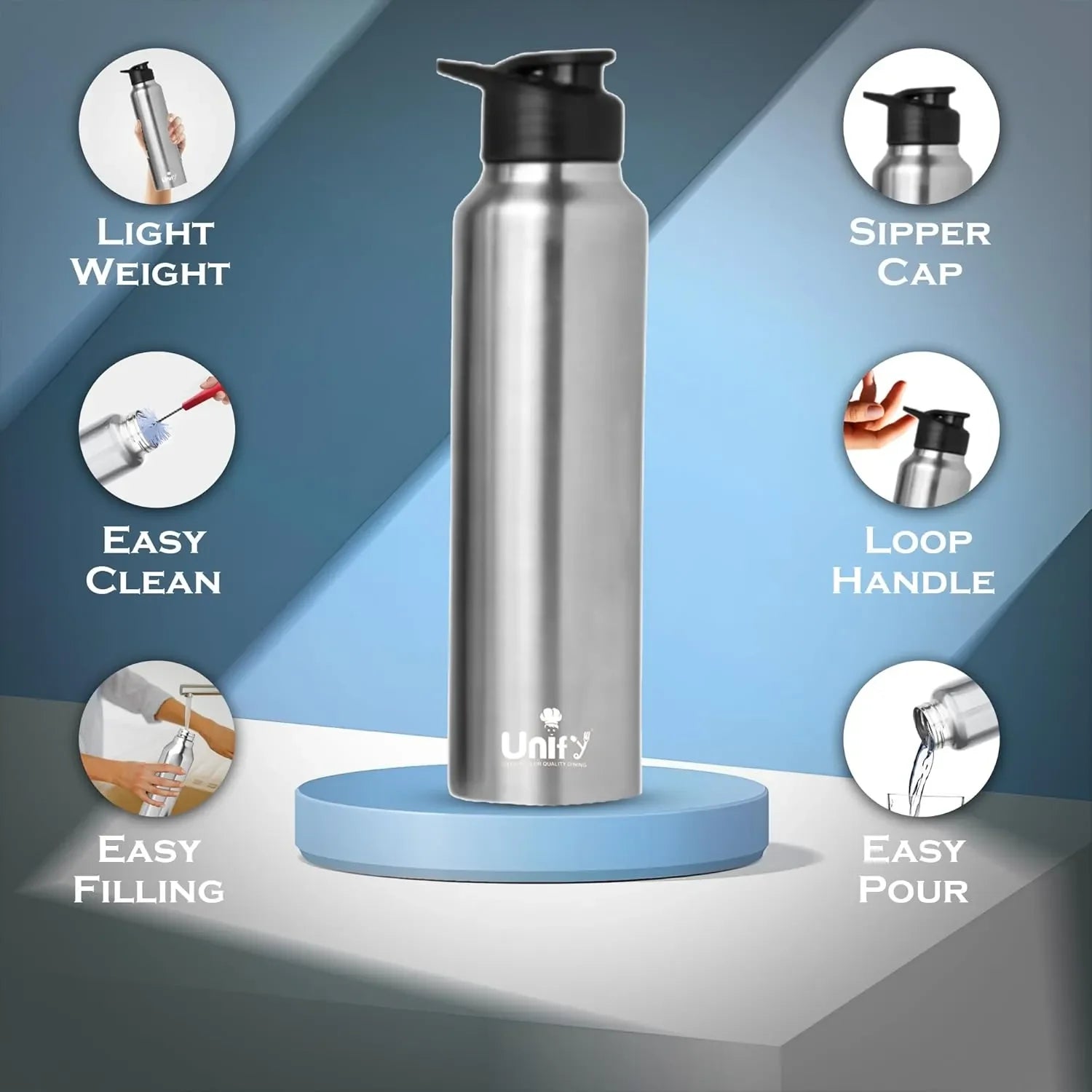 3pc Stainless Steel Sipper Bottles | 1L Saturn Silver3SATURNSIP1 3