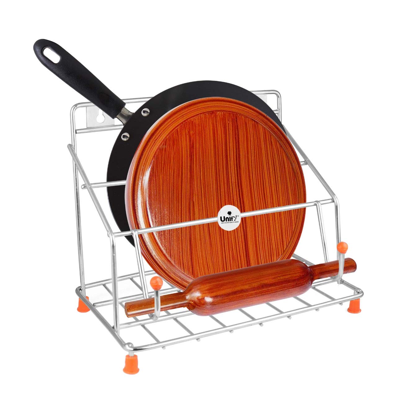 Stainless Steel Chakla Belan Tawa Stand | 4-in-1 Kitchen Organizer Rack Silver CBTSPARAG 1