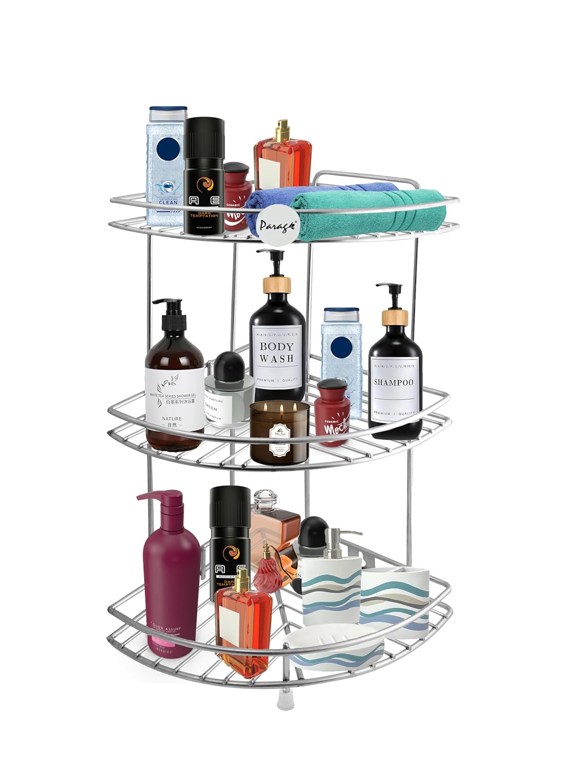3-Tier Stainless Steel Kitchen Rack | Multipurpose Corner Shelf & Organizer, Vegetable Stand & Storage, 23×23×48 cm93CORNER1 1