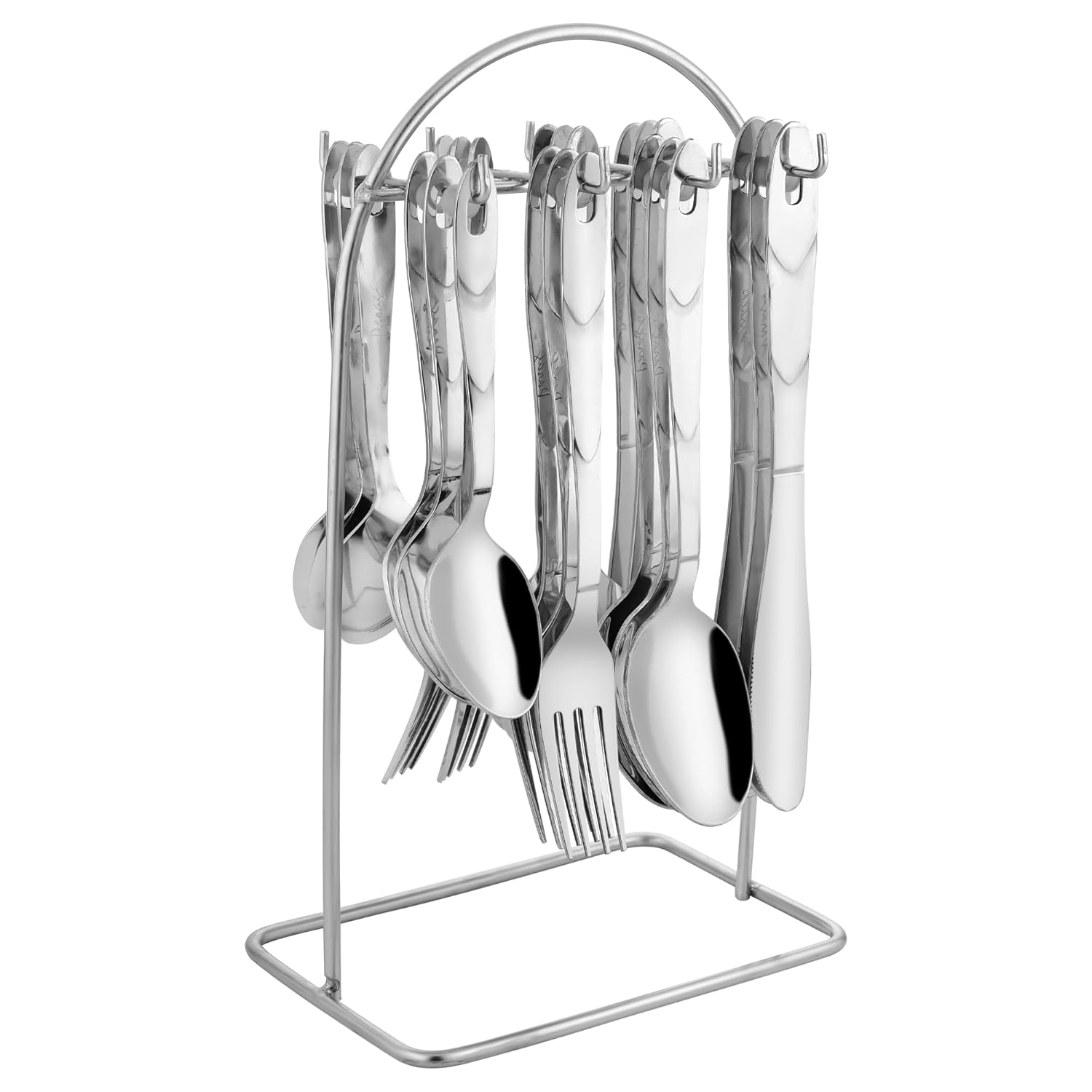 25 Pcs Stainless Steel Cutlery Set with Stand for Home & Kitchen | Silver Set GLORYPARAG 1