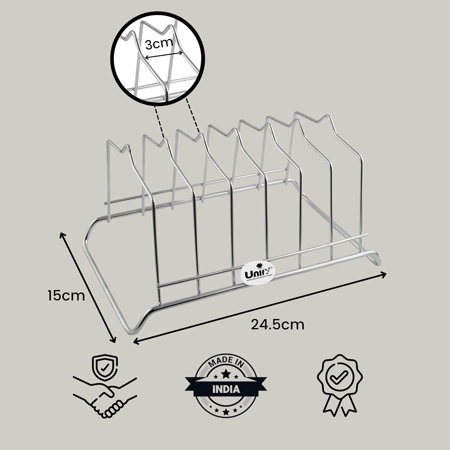 2 Pcs Stainless Steel Countertop Plate Stand | 6 Section Kitchen Rack & Holder (Silver) 2PLATESTAND6 2
