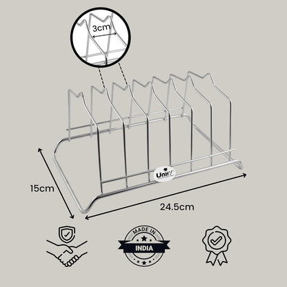 2 Pcs Stainless Steel Countertop Plate Stand | 6 Section Kitchen Rack & Holder (Silver) 2PLATESTAND6 2