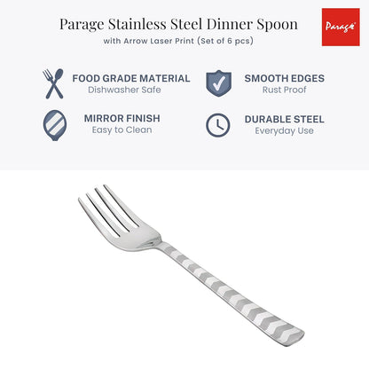 6 Pieces Stainless Steel Premium Dinner Forks Set - 16 cm Cutlery with Arrow Design6ARROWBF1 3