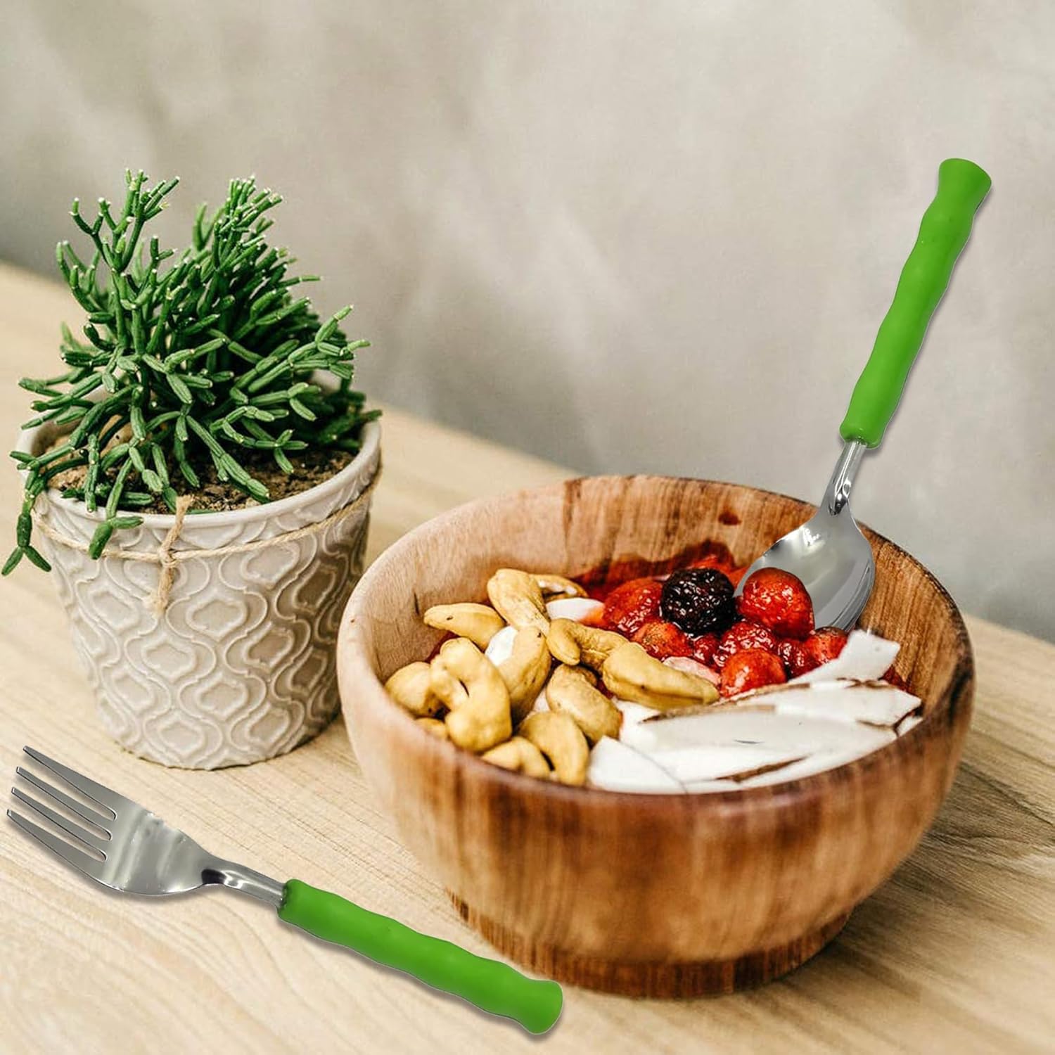 25 Pcs Stainless Steel Cutlery Set with Stand & Storage Box for Kitchen | Green TREE1083PCG 2