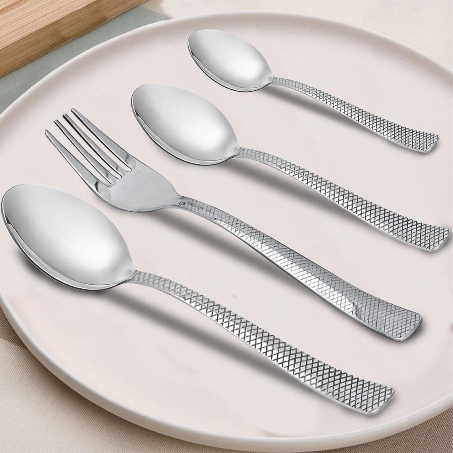 24 Pcs Stainless Steel Cutlery Set for Home & Kitchen | Silver Dining Tableware PC1203ZIG 3