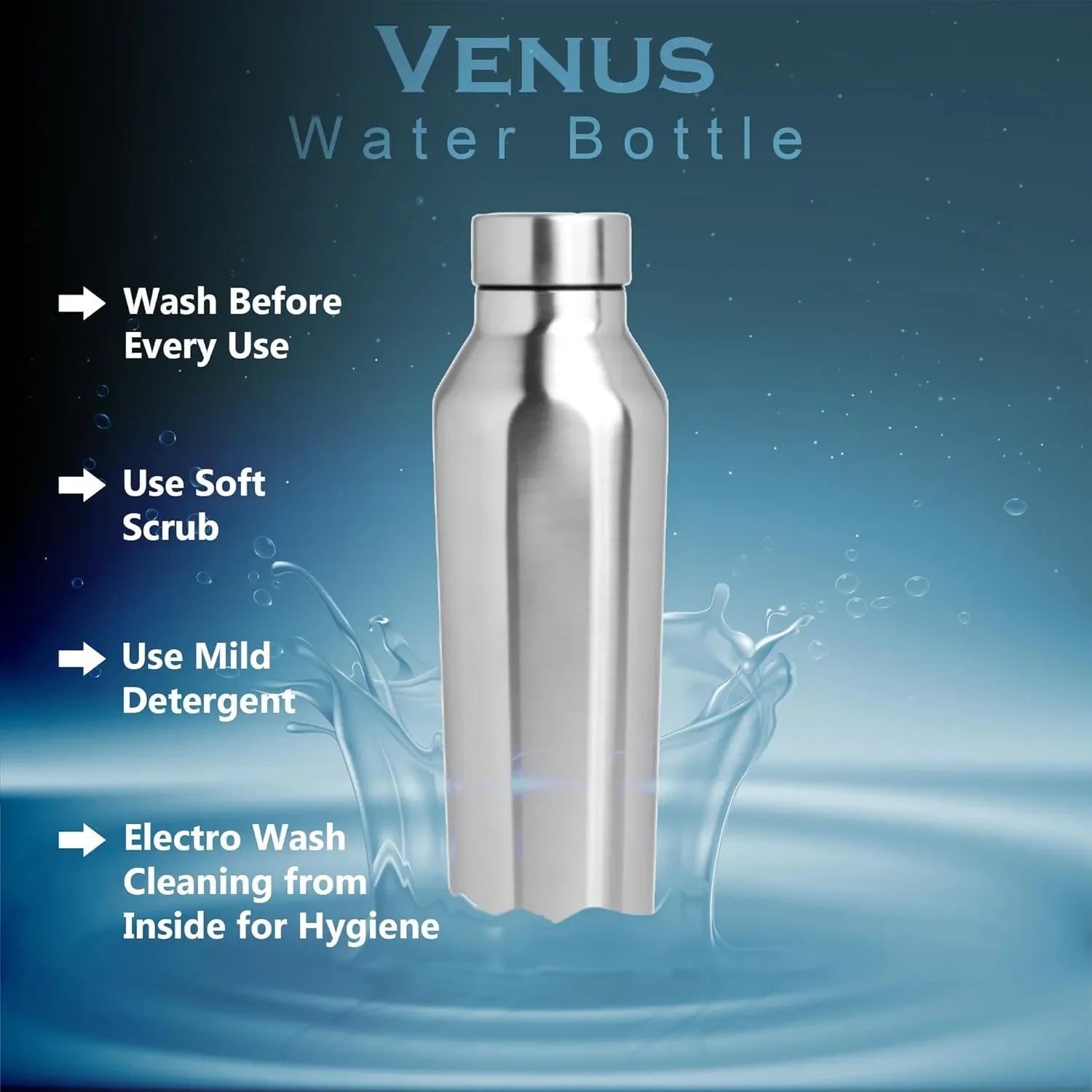 4-Pack 1 L Stainless Steel Water Bottles - Leak Proof, Rust-Free, BPA Free4VENUS1 3
