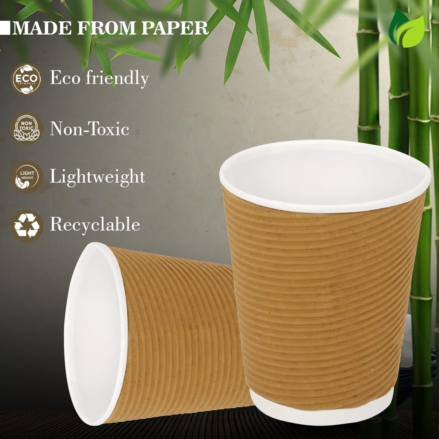 25 Ripple Paper Cups | 250ml Non-Slip | Coffee & Drinks25PRGLASS250ML1 3