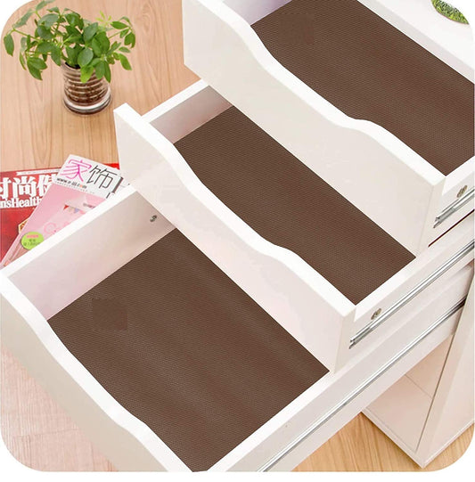 Brown EVA Anti-Slip Shelf Liner Roll | 45cm x 3m, Multipurpose Mats for Bathroom, Kitchen, Cabinets, Drawers, Fridge & Table