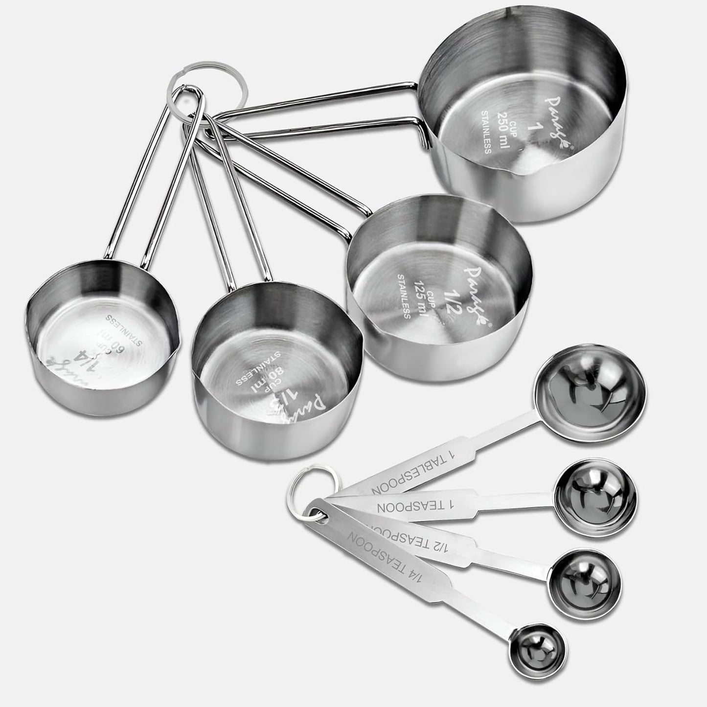 4-Piece Stainless Steel Measuring Cups Set | Stackable Professional Cups with Wire Handles for Cooking & BakingWMSRSPCP1 1