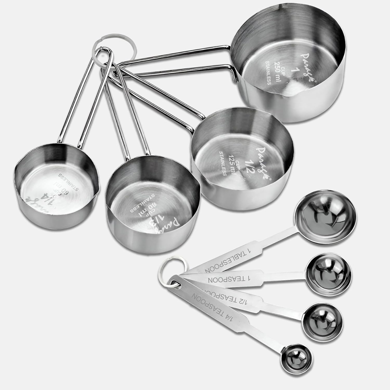 4-Piece Stainless Steel Measuring Cups Set | Stackable Professional Cups with Wire Handles for Cooking & BakingWMSRSPCP1 1