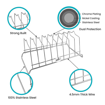 Stainless Steel Plate Rack for Kitchen | 8 Section Utensil & Dish Stand Silver PLATESTAND8 2