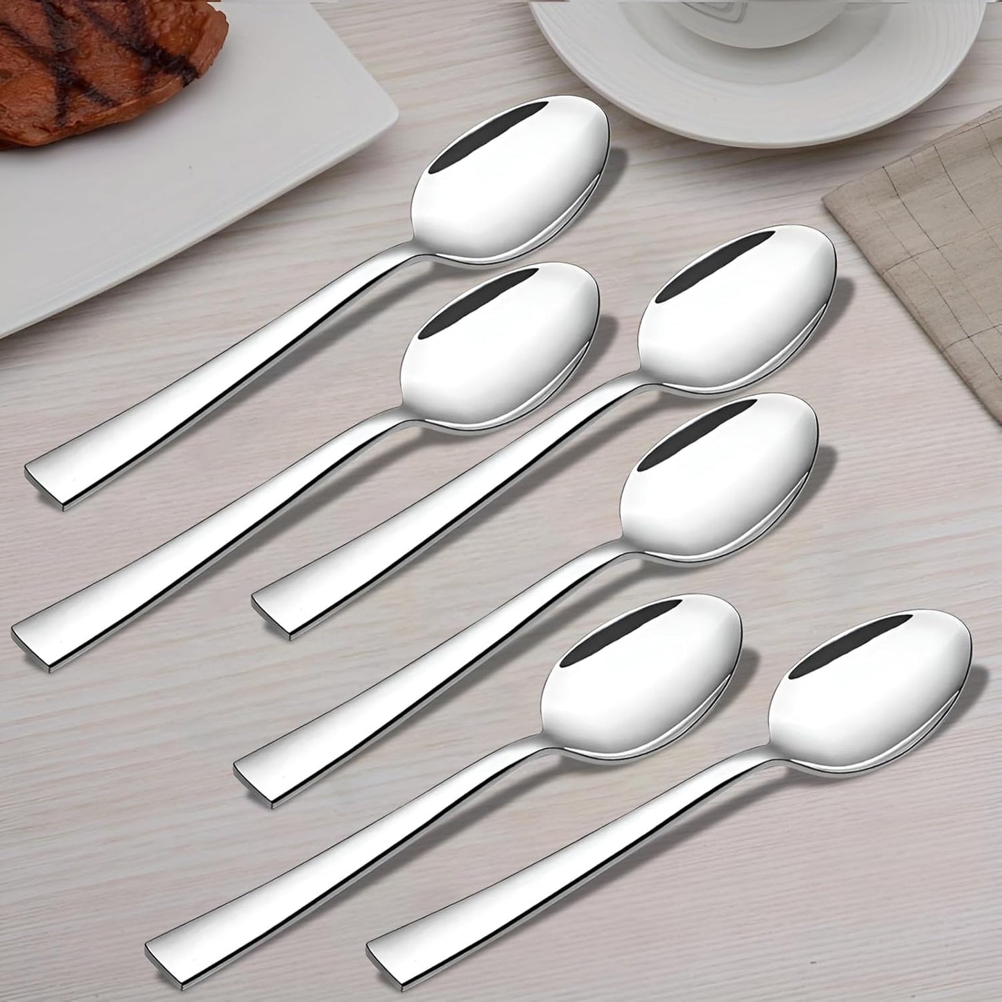 6-Piece Stainless Steel Dinner Spoon Set | 16cm Food Grade, Mirror Polished Silverware for Home & Kitchen 6PARAGIMPBABY 1