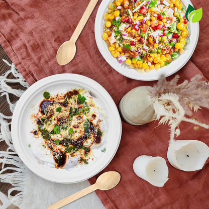 50pc Bagasse Plates | 7in Eco-Friendly Disposable | White7INCHBGPLATE501 4