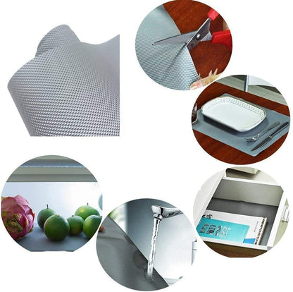 Metallic Grey EVA Anti-Slip Shelf Liner Roll - 45 cm x 3 m, Multipurpose Mats3GREYMAT1 2