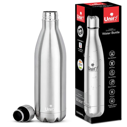 Thermosteel Hot & Cold Water Bottle 1000ml | 304 SS Vacuum Flask, 24 Hrs Hot & Cold, Leak & Rust Proof THERMO1000ML 1