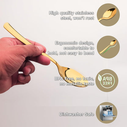 6-Piece Stainless Steel Gold Spoon Set | 18cm Premium Large Spoons, Luxury Tableware & Housewarming Gift 6IMPGOLDDS 3