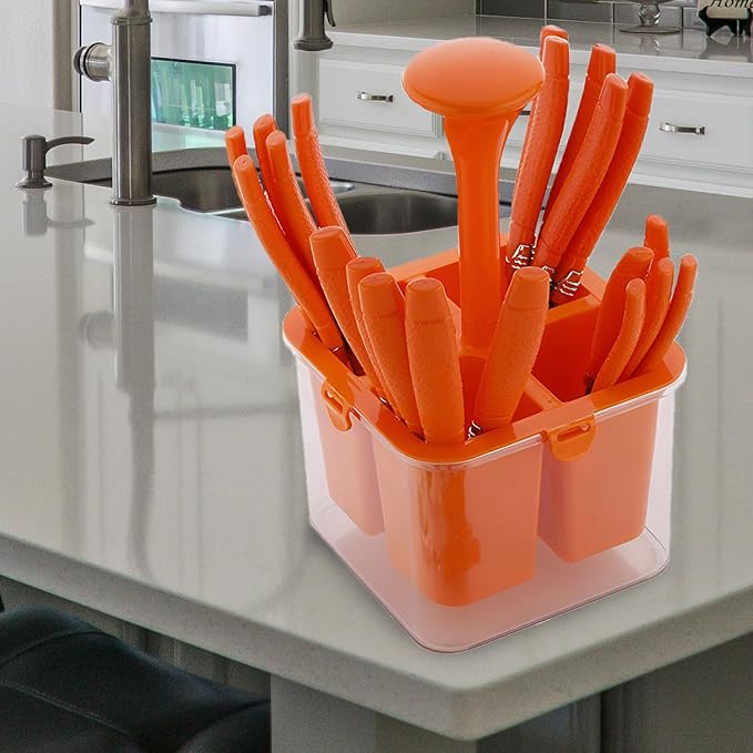 25-Piece Camry Stainless Steel Cutlery Set with Storage Box | Premium Spoons & Forks, Orange CAMRY1004PARAGO 2