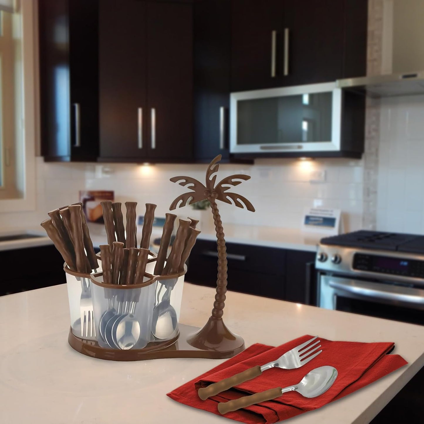 25 Pcs Stainless Steel Cutlery Set with Stand & Box for Kitchen & Dining | Brown TREE1082PCB 5