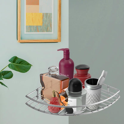 2-Piece Stainless Steel Multipurpose Corner Shelf Rack | Organizer for Kitchen & Bathroom, 23×23×5 cm, Chrome91corner21 2