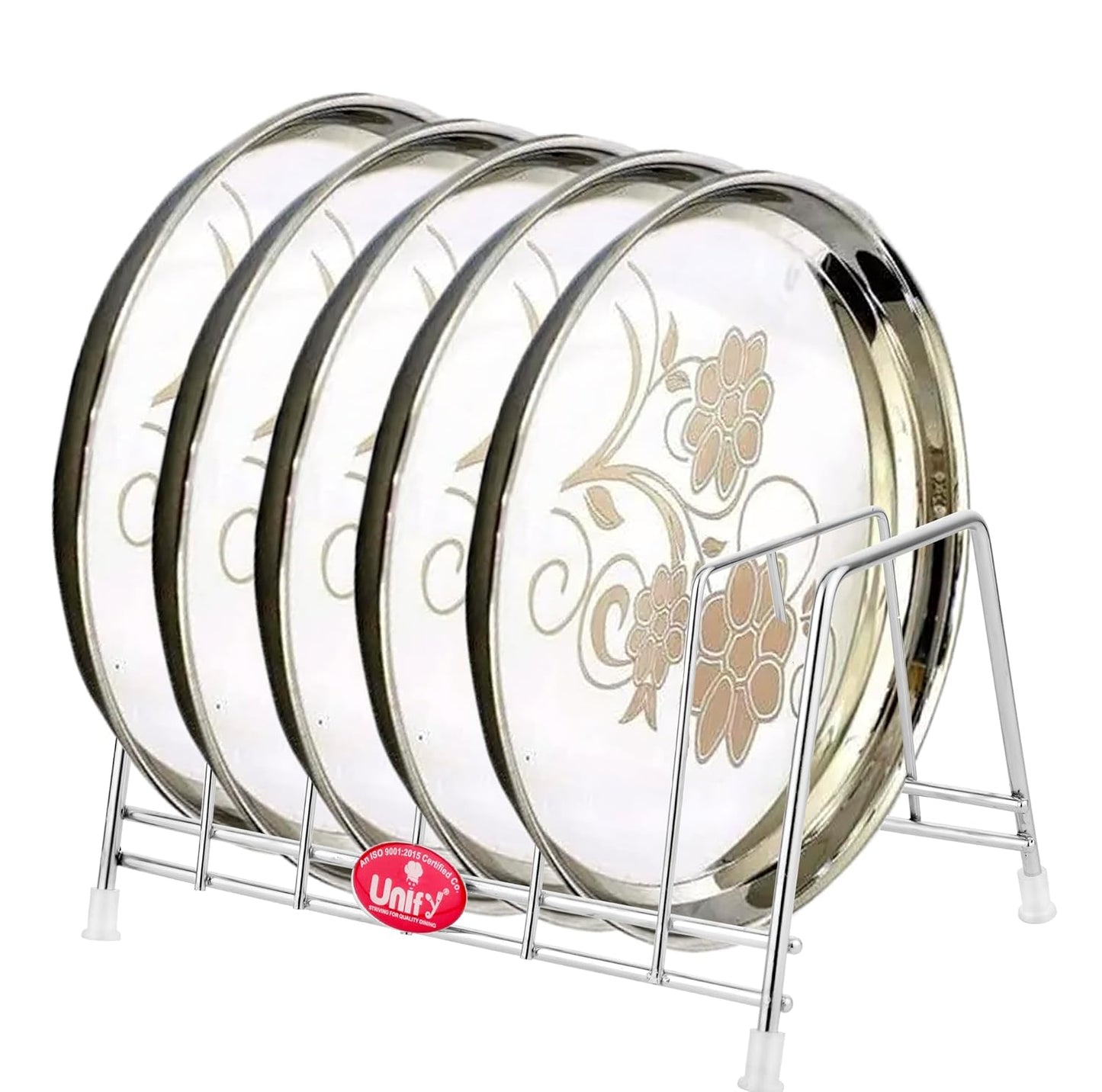 Stainless Steel Countertop Pull-Out Shelf - 6-Section Plate & Lid Holder, SilverTHALISTAND1 1