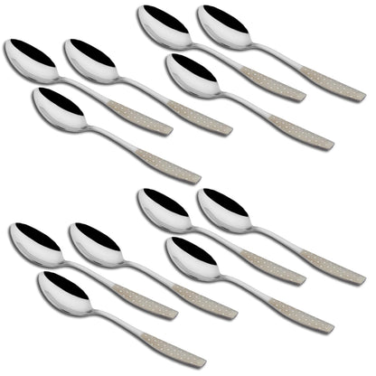 12 Pcs Stainless Steel Premium Dinner Spoon Set - 16 cm Luxury Tableware, Silver Dazzle Gift SetDAZZLE12BS1 1