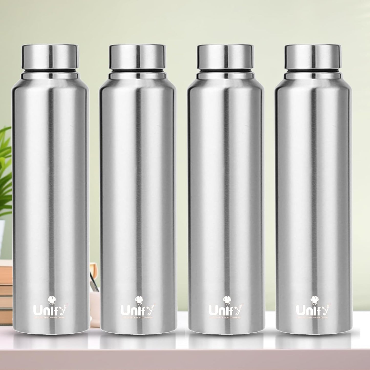 Stainless Steel Water Bottle 1L (Set of 4) | Leak-Proof, Rust-Free, BPA-Free | School, Gym, Travel 4SATURN 1