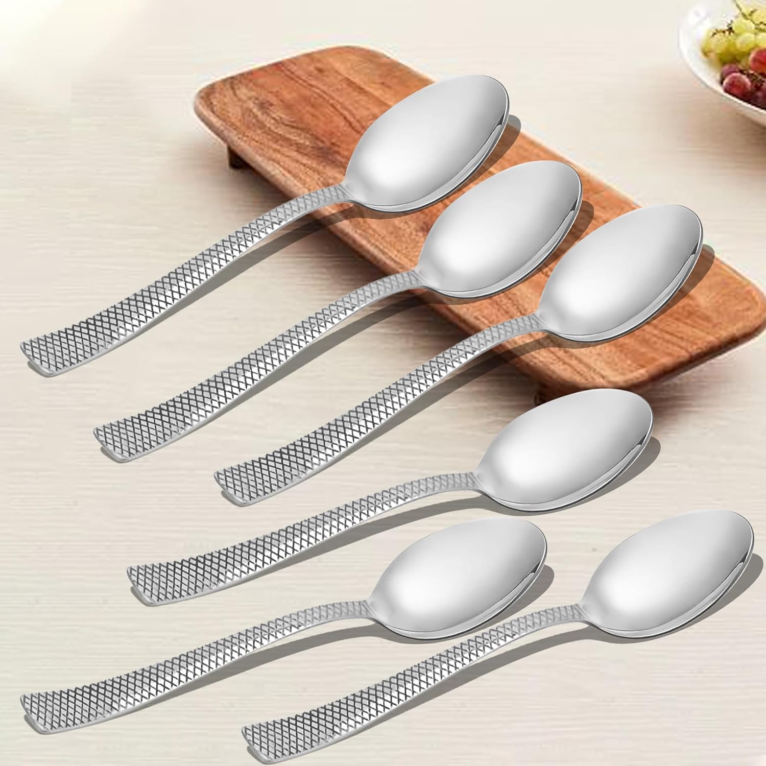 6 Pcs Stainless Steel Table Spoon Set with Zig Zag Design for Home & Kitchen DS1104ZIG 1