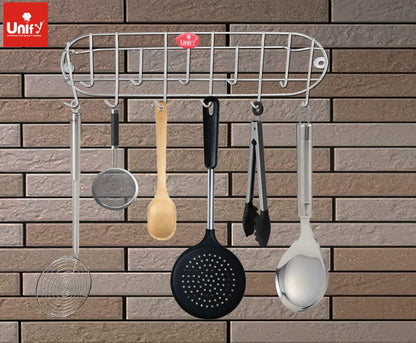 Stainless Steel Wall Cloth Hanger with 11 Hooks | Door Mounted for Bathroom & Kitchen (36 cm, Silver) 11HOOKRAIL 4