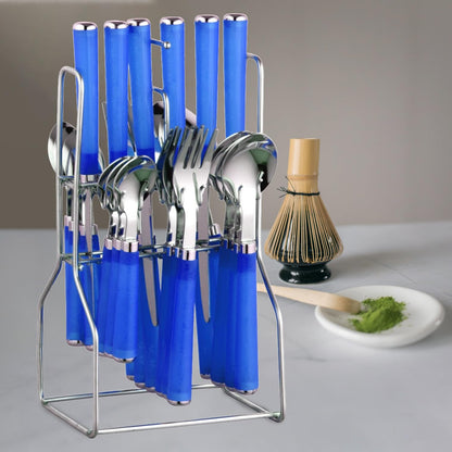 25 Pcs Stainless Steel Cutlery Set with Stand for Kitchen & Dining | Blue ZOLTAPARAGB 4