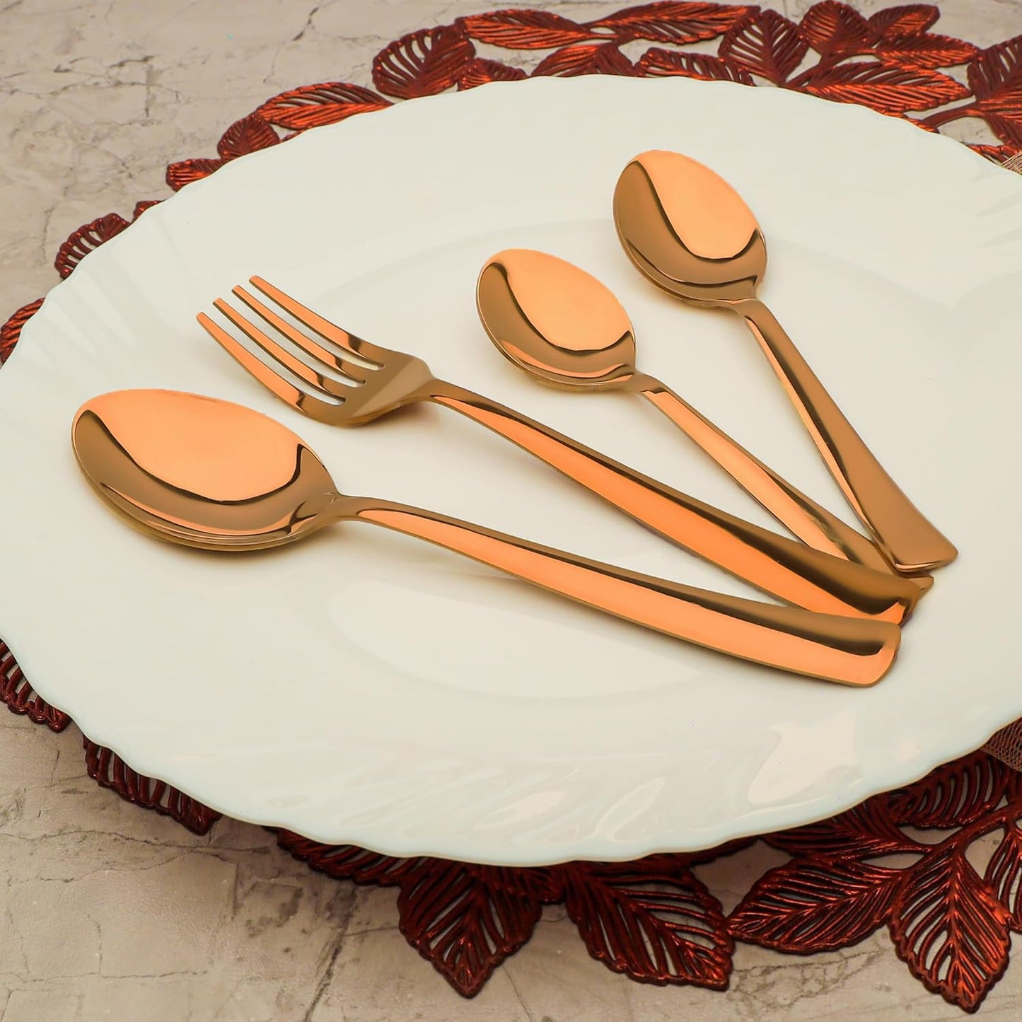 24pc Stainless Steel Rose Gold Cutlery | Gift Box | PVD Rose