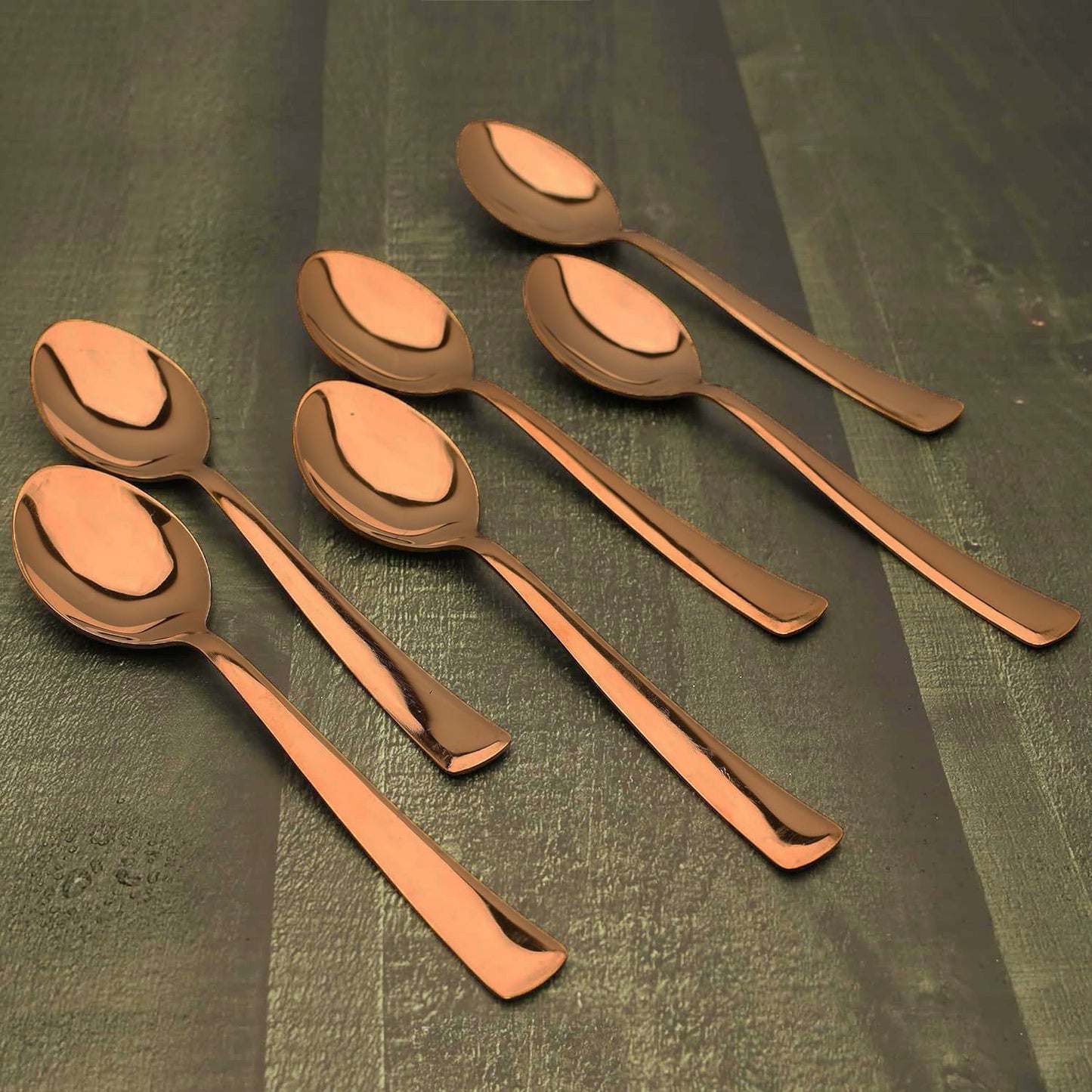 6-Piece Stainless Steel Rose Gold Table Spoon Set | 18cm Premium Large Spoons, Luxury Tableware & Housewarming Gift