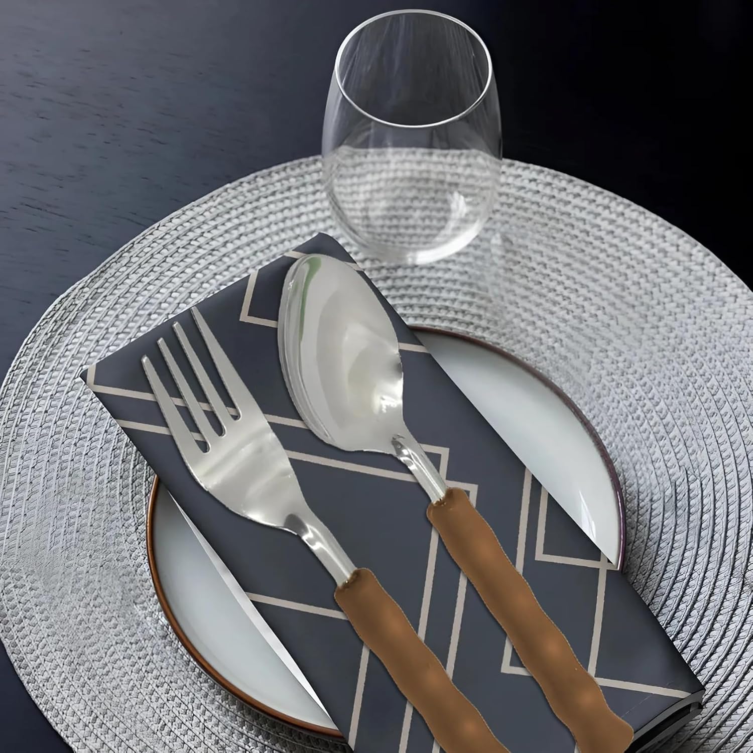 25 Pcs Stainless Steel Cutlery Set with Stand & Box for Kitchen & Dining | Brown TREE1082PCB 3